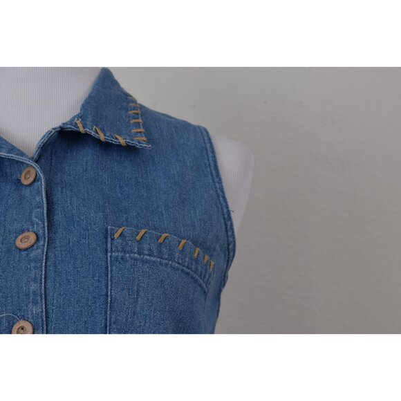 Vintage Christopher &‎ Banks Blue Denim Cotton Sleeveless Dress | size S - Picture 5 of 10